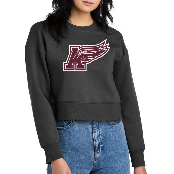 District Womens Perfect Weight Fleece Cropped Crew - Printed Logo **Add Name for $5! ** Thumbnail